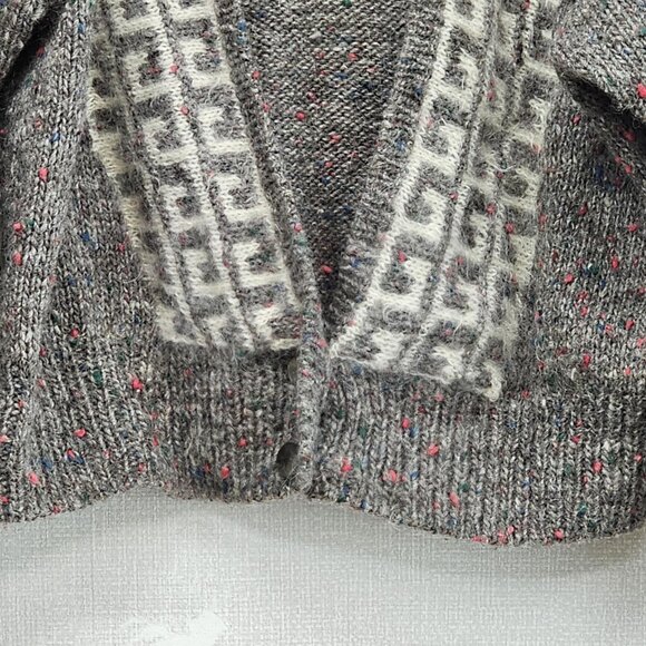 Vintage Women Made Italy Grey 100% Wool and Alpaca Wool Sweater Cardigan Size S - Picture 4 of 6